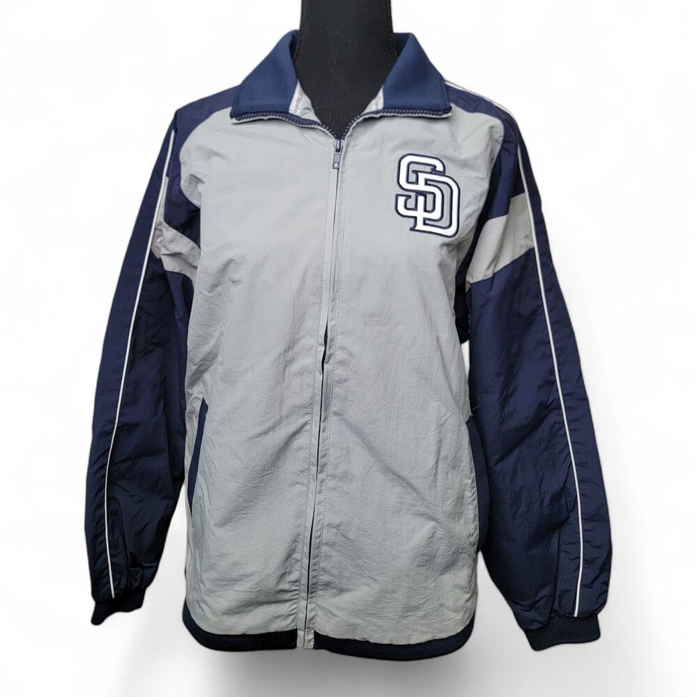 Vintage San Diego Padres Windbreaker Jacket Majestic Authentic Women's MLB Large - Picture 1 of 15